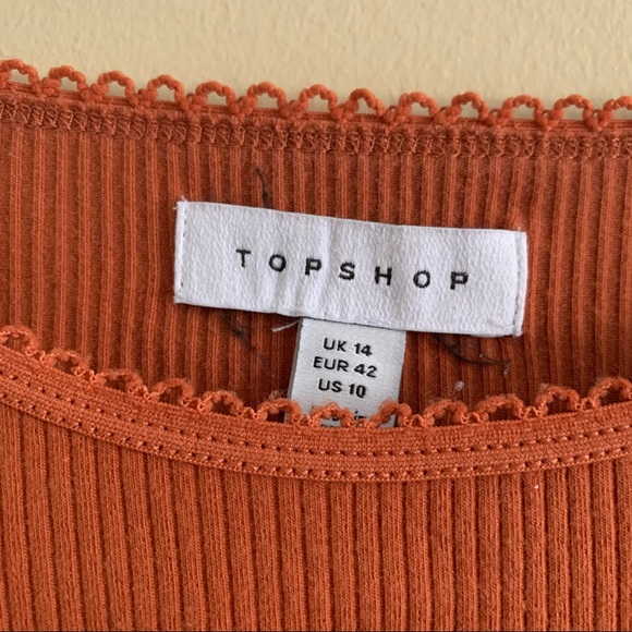 Topshop Orange Long Sleeve Cropped Top - Picture 5 of 5